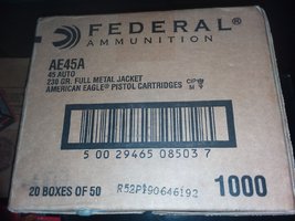 Federal American Eagle 230 grain brass cased FMJ .45 ACP label.jpg